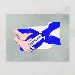 Scotland Flagga Rugby Boll Supporters Tecknad Händ Vykort