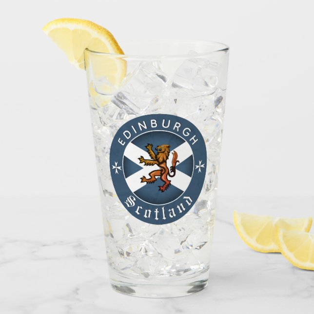 Scotland Glass, Rampant, Edinburgh, Scottish Flagg Glaskopp (Framsida Ice)