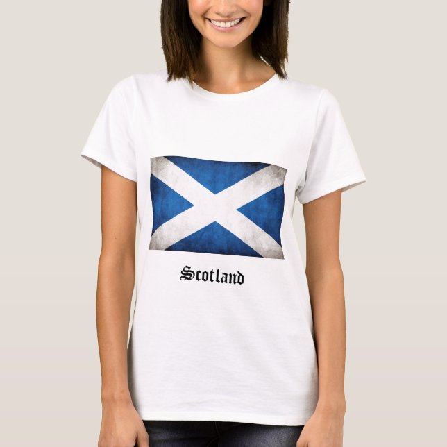 Scotland Grunge Flagga T Shirt (Framsida)