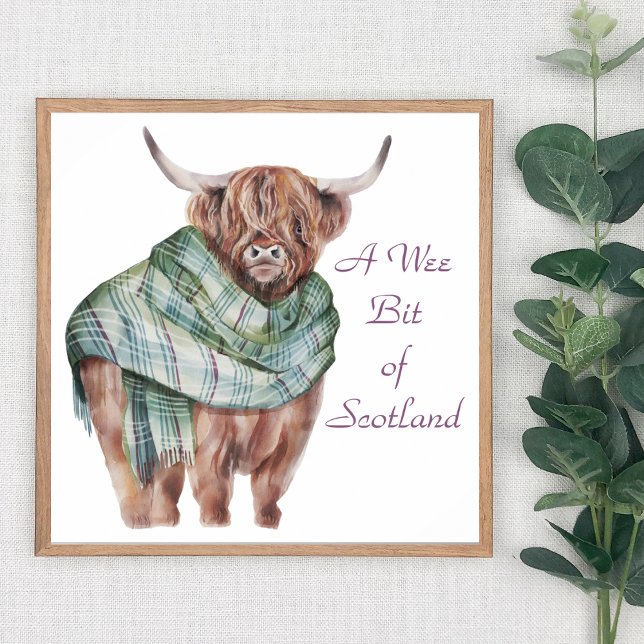 Scotland Highland Cow i Tartan Play Animal Art Poster (Skapare uppladdad)