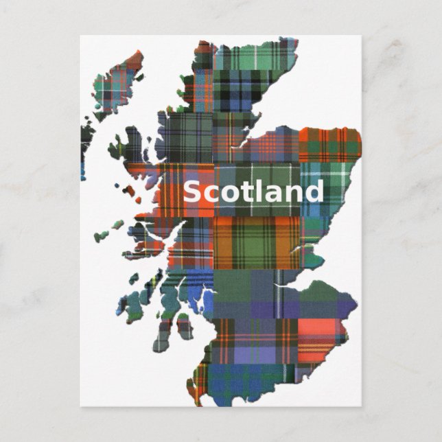 Scotland Karta Multi Tartan Vykort (Framsida)