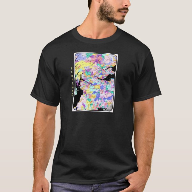 Scotland Karta Scottish Klan Namn Locations Celtic T Shirt (Framsida)