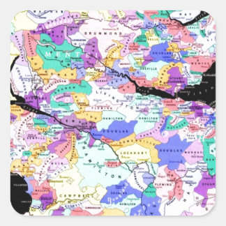 Scotland Karta Scottish Klans Photo Fyrkantigt Klistermärke