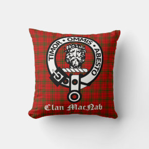 Scotland Klan MacNab Vapensköld Badge och Tartan Kudde