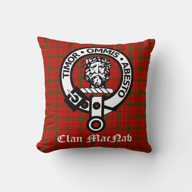 Scotland Klan MacNab Vapensköld Badge och Tartan Kudde (Framsida)
