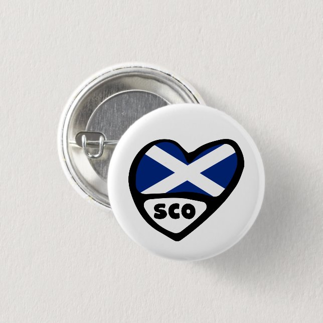 Scotland Land Code Flagga Heart Pin Badge, SCO Knapp (Framsida & baksida)
