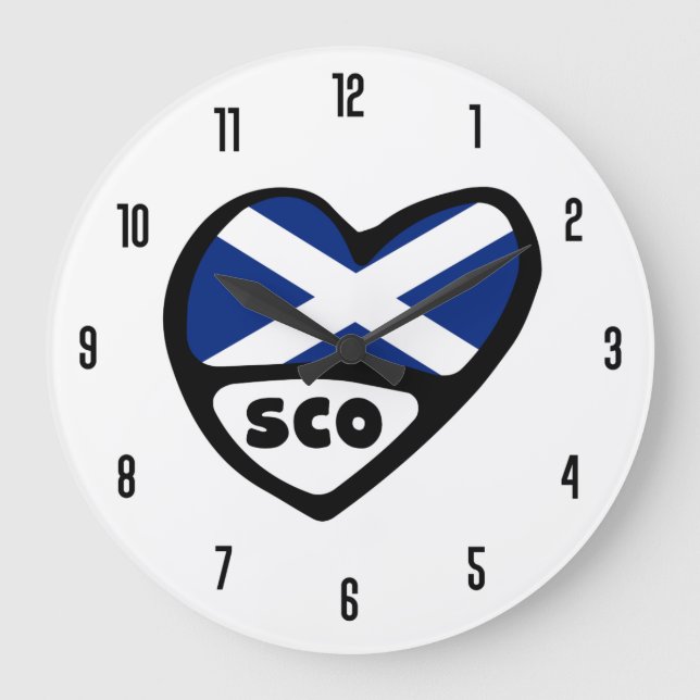 Scotland Land Code SCO Flagga Heart Stor Klocka (Framsida)