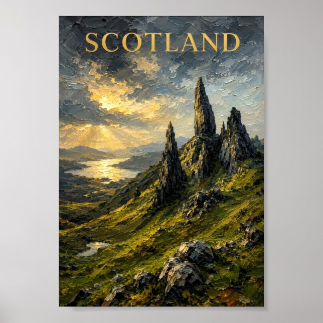 Scotland: Mythical Sunrise Highlands Art Souvenir Poster (Framsidan)
