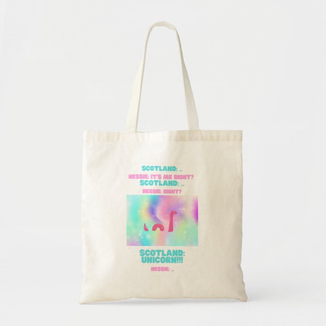 Scotland Nessie/Unicorn Tote Tygkasse (Framsidan)