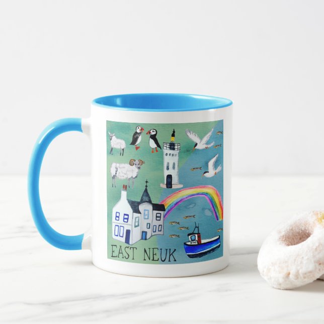 Scotland Öster Neuk Fife Coastal Watercolor Art Mugg (Med munk)
