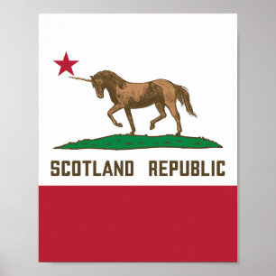 Scotland Republic California Flagga Unicorn Poster