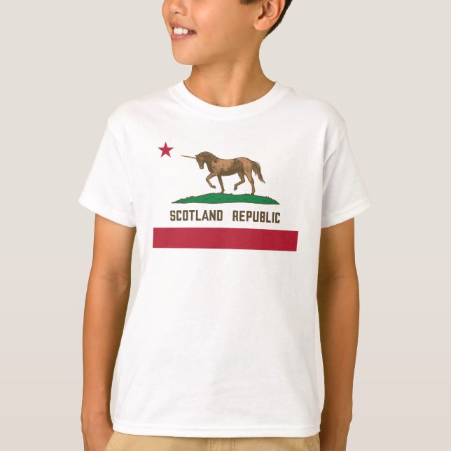 Scotland Republic California Flagga Unicorn T Shirt (Framsida)
