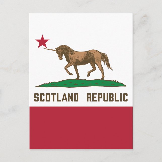 Scotland Republic California Flagga Unicorn Vykort (Framsida)