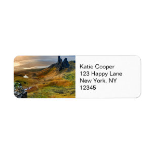 Scotland Scenia Rolling Backe Landscape Returadress Etikett