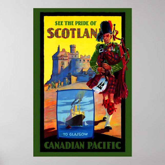 Scotland Scotsman Pipe Player Celtic Edinburgh Poster (Framsidan)