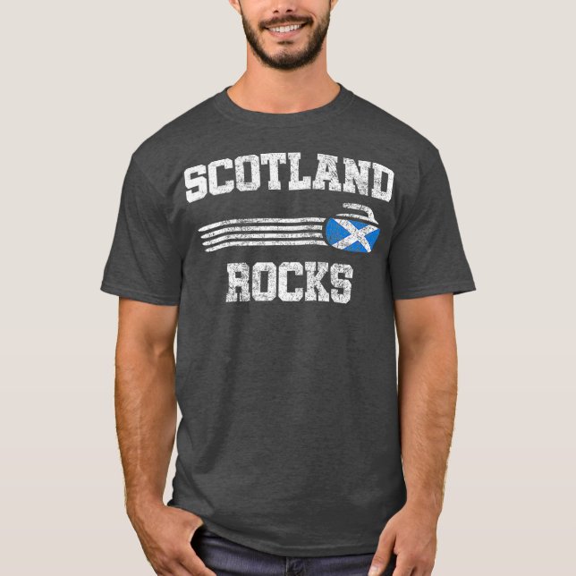 Scotland Sten Vintage Curling T Shirt (Framsida)