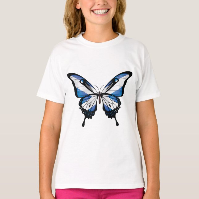Scotland Swallowtail Butterfly Flagga T Shirt (Framsida)