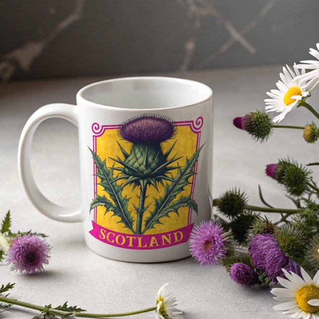 Scotland Thistle Antique Botanical Kaffemugg (Skapare uppladdad)