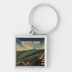 Scotland Travel Poster Fyrkantig Silverfärgad Nyckelring