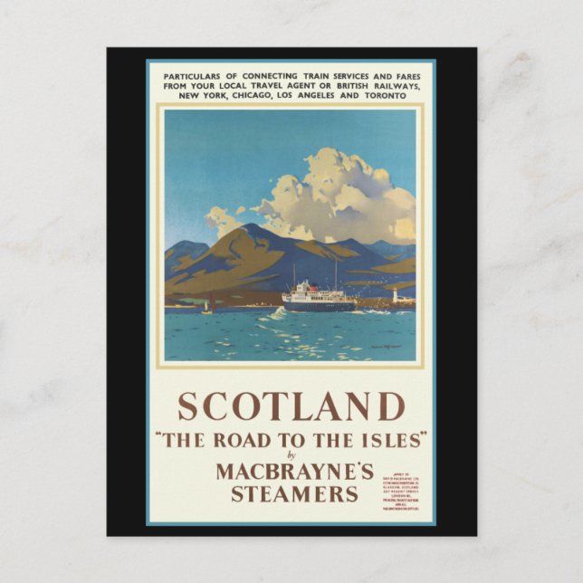 Scotland Travel Poster Vykort (Framsida)