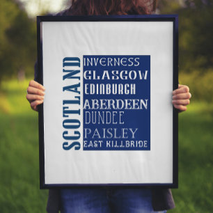 Scotland Tunnelbanan Ord Art Poster