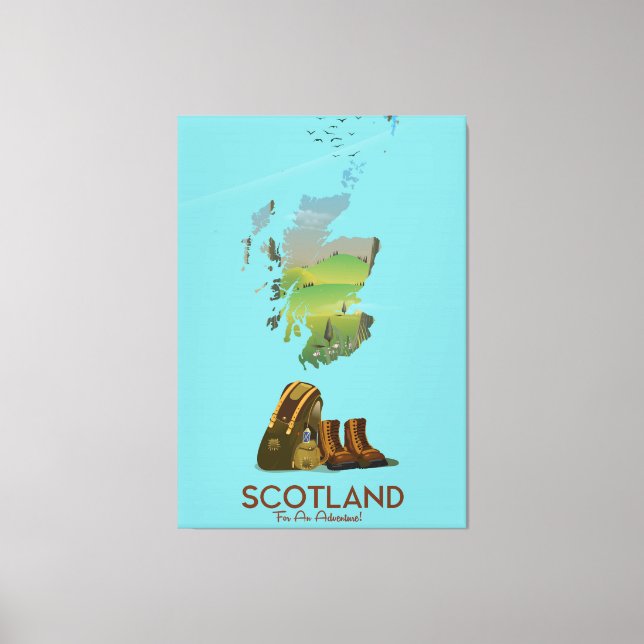Scotland vintage hiking trip karta poster canvastryck (Framsida)