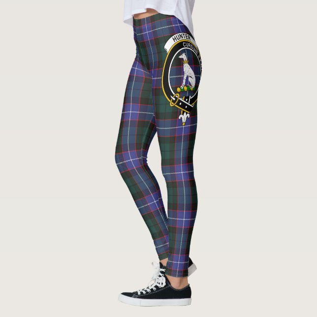 Scotstee Clan Hunter Crest Tartan Damstrumpor Leggings (Vänster)