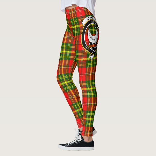 Scotstee Clan Leask Crest Tartan Kvinnors Leggings (Vänster)