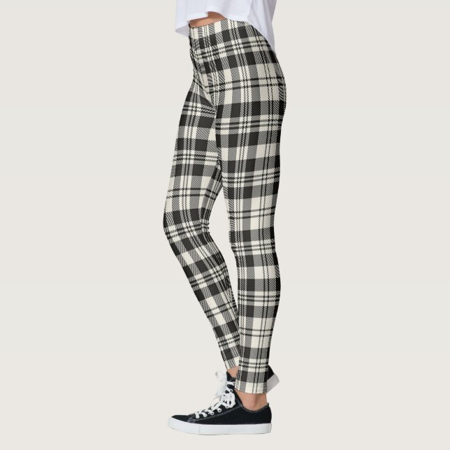 Scotstee Clan Scott Black White Ancient Tartan Leggings (Vänster)