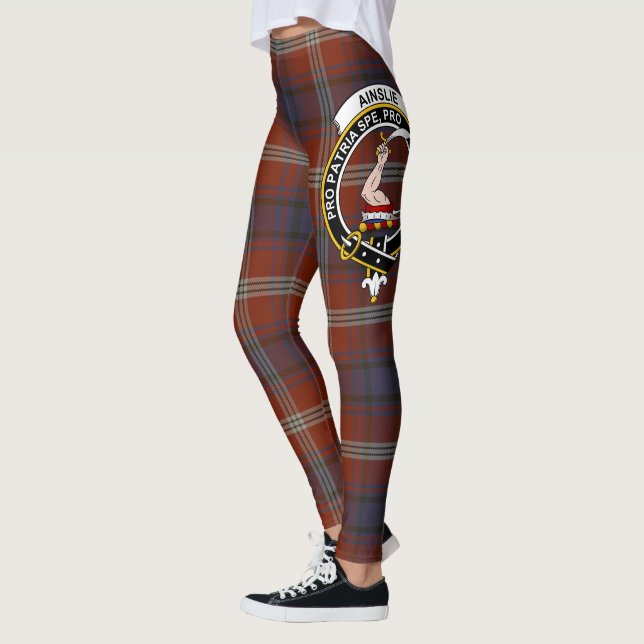 Scotstee Klan Ainslie Ancient Vapensköld Tartan Kv Leggings (Vänster)