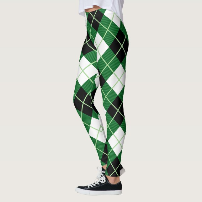 Scotstee Klan Argyle Diagonal Diamond Tartan Women Leggings (Vänster)