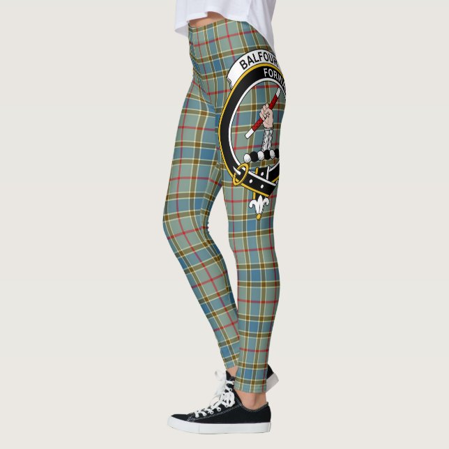 Scotstee Klan Balfour Vapensköld Tartan Women Legg Leggings (Vänster)