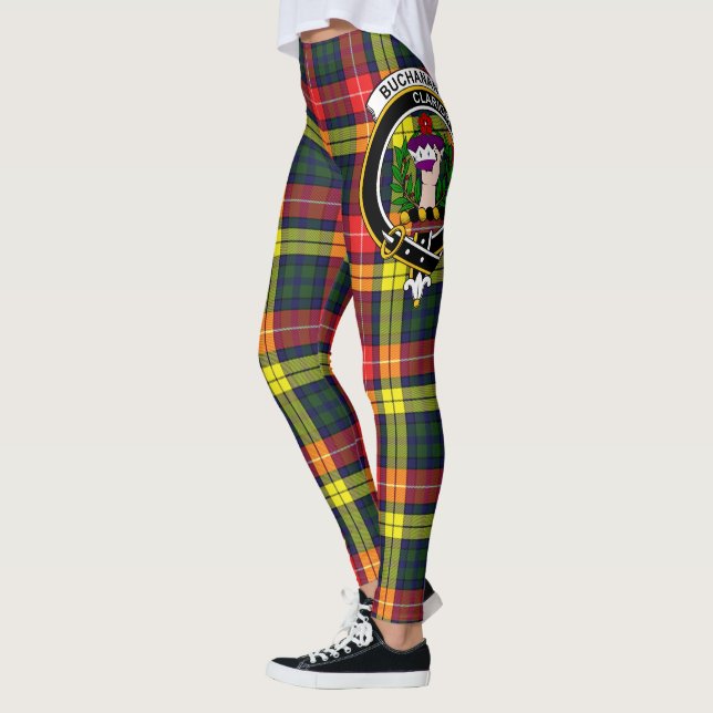 Scotstee Klan Buchanan Modern Vapensköld Tartan Wo Leggings (Vänster)