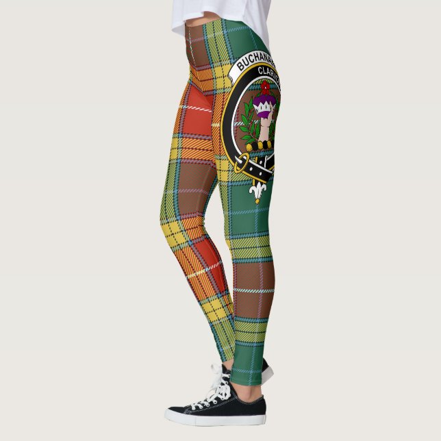 Scotstee Klan Buchanan Old Sett Vapensköld Tartan  Leggings (Vänster)