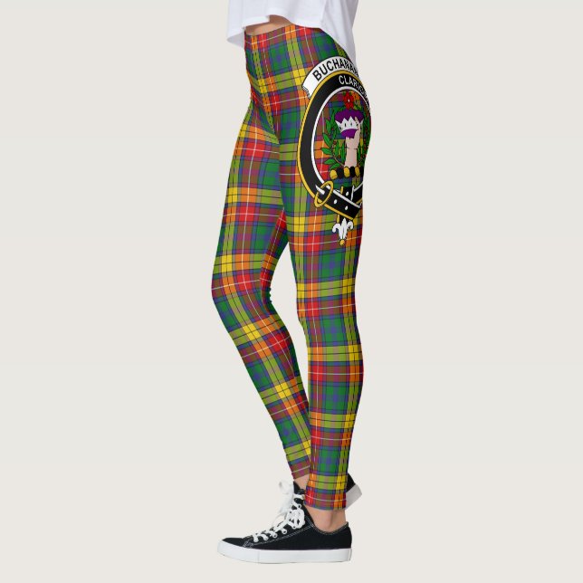 Scotstee Klan Buchanan Vapensköld Tartan Women Leg Leggings (Vänster)