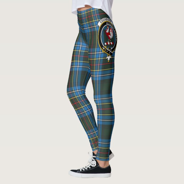Scotstee Klan Cockburn Vapensköld Tartan Women Leg Leggings (Vänster)