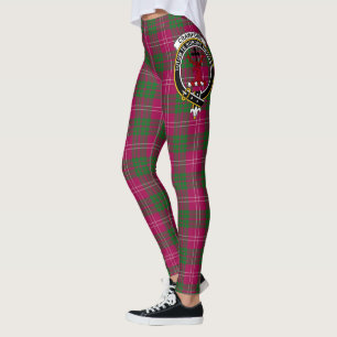 Scotstee Klan Crawford Modern Vapensköld Tartan Wo Leggings
