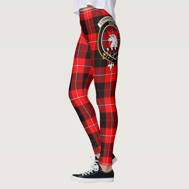 Scotstee Klan Cunningham Modern Vapensköld Tartan  Leggings (Vänster)