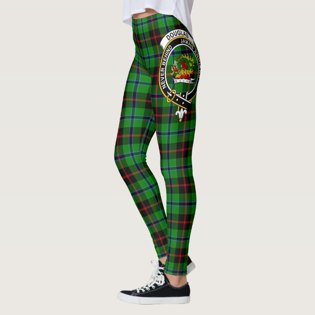 Scotstee Klan Douglas Grönt Vapensköld Tartan Kvin Leggings (Vänster)