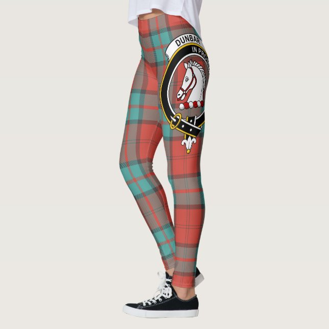 Scotstee Klan Dunbar Ancient Vapensköld Tartan Wom Leggings (Vänster)