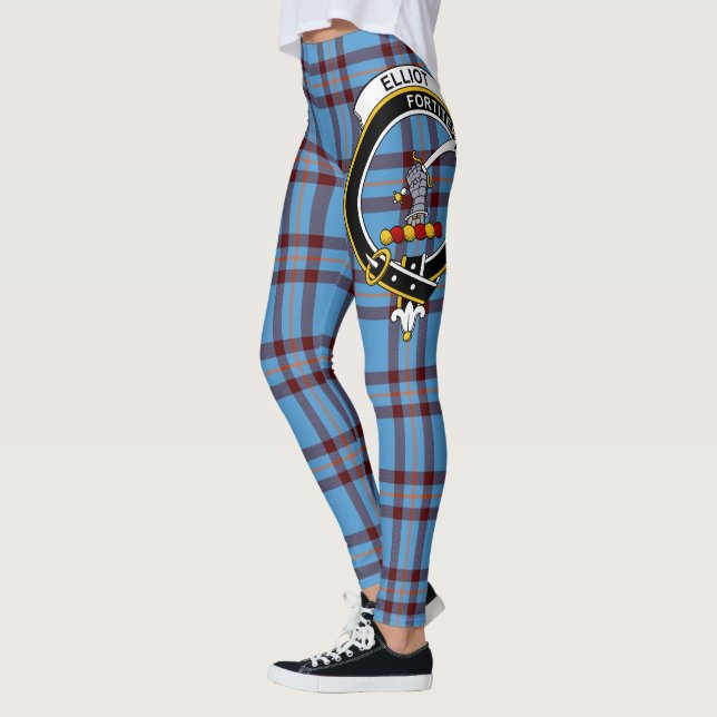 Scotstee Klan Elliot Ancient Vapensköld Tartan Kvi Leggings (Vänster)