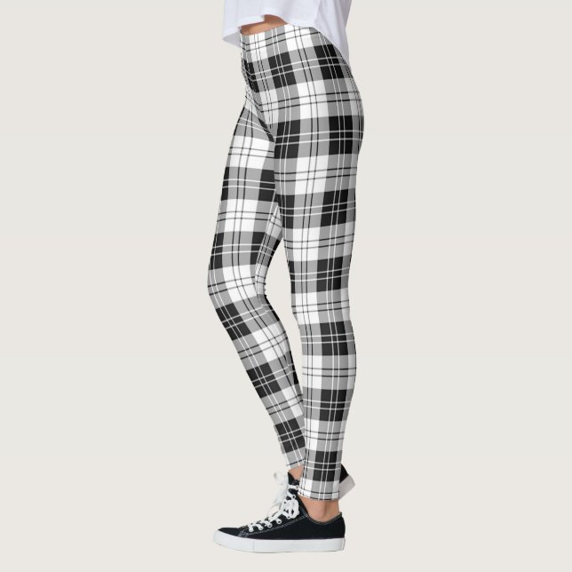 Scotstee Klan Erskine Black and White Tartan Women Leggings (Vänster)