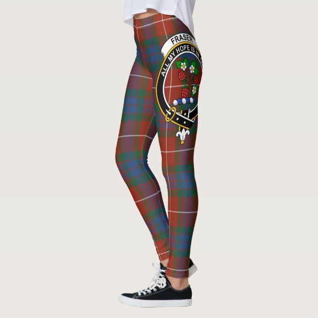 Scotstee Klan Fraser Ancient Vapensköld Tartan Kvi Leggings (Vänster)