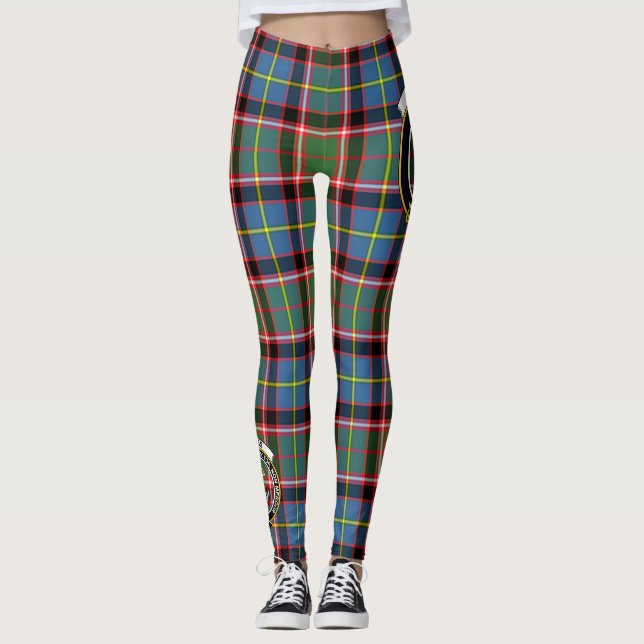 Scotstee klan glas crest tartan damstrumpor leggings (Framsida)