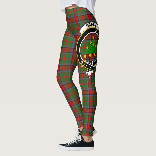 Scotstee Klan Grant of Monymusk Vapensköld Tartan  Leggings (Vänster)