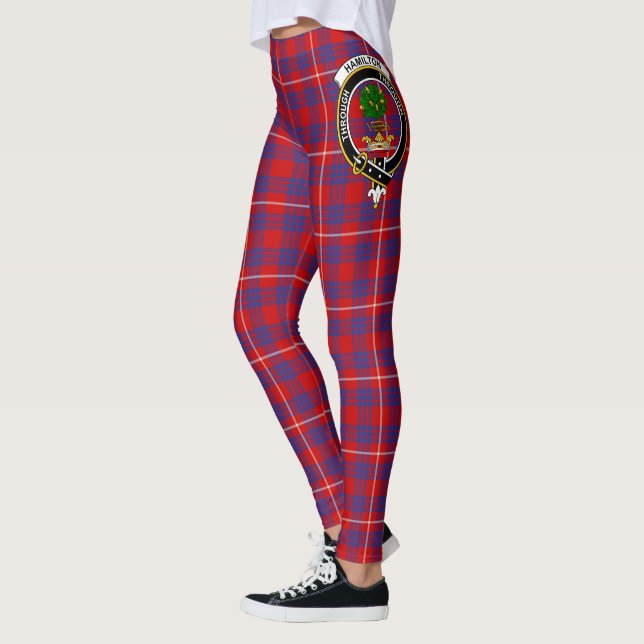 Scotstee Klan Hamilton Modern Vapensköld Tartan Kv Leggings (Vänster)