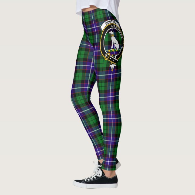 Scotstee Klan Hunter Modern Vapensköld Tartan Wome Leggings (Vänster)
