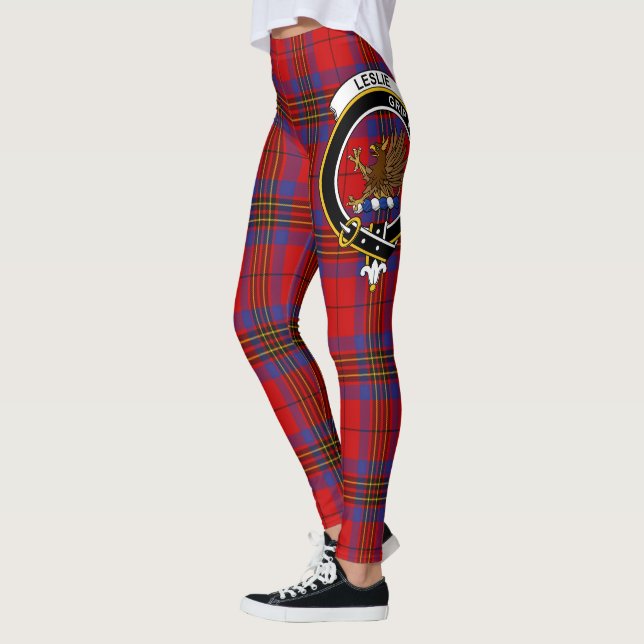 Scotstee Klan Leslie Modern Vapensköld Tartan Wome Leggings (Vänster)