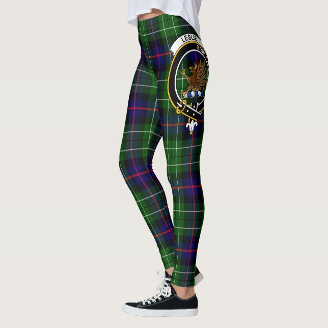 Scotstee Klan Leslie Vapensköld Tartan Women Leggi Leggings (Vänster)