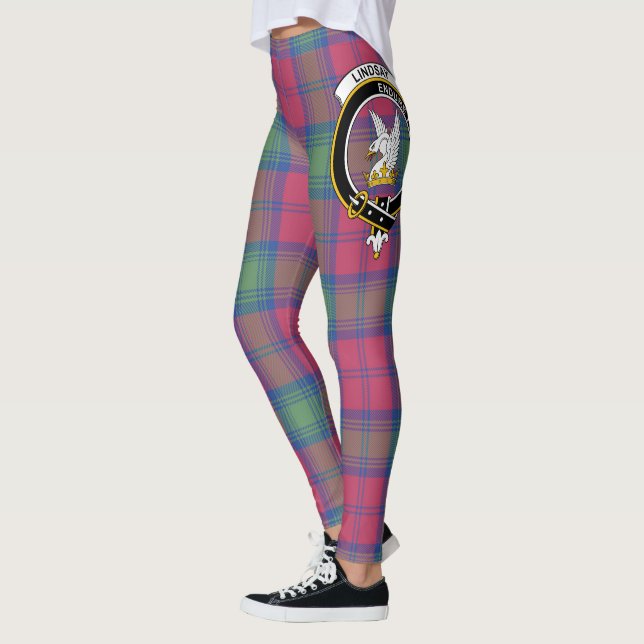Scotstee Klan Lindsay Ancient Vapensköld Tartan Kv Leggings (Vänster)